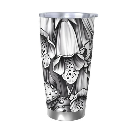 

Ocsxa Monochrome Botanical Illustration Pattern 20oz Travel Coffee Mug with Flip Lid Stainless Steel Insulated Insulated Coffee Mug Thermal Cup with Splash Proof Sliding Lid-Without Straw