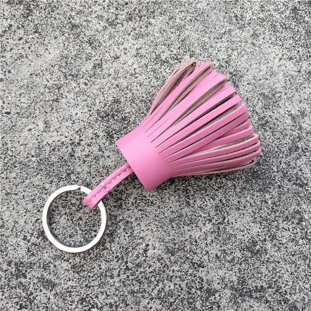 Keychain Decorative Keyring Leather Pendant Decoration Backpack Purse Tassel Handmade Handicraft Key Chain Hanging Decoration Holder Purse Wallet Pink