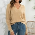 thumbnail image 2 of BLVB Women's Pullover Sweaters V Neck Long Sleeve Cable Knit Jumper Tops Casual Comfy Fall Winter Clothes, 2 of 8