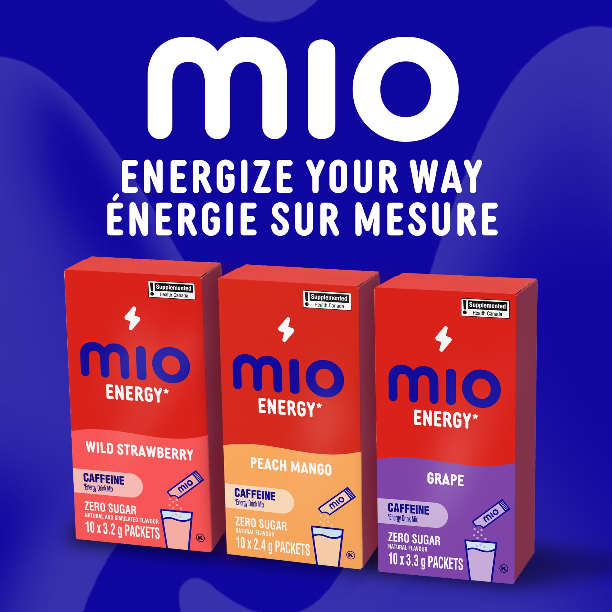 mio Energy Grape Energy Drink Mix, 3.3 g Packets, 10 ct Box, 10pk