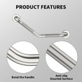 thumbnail image 6 of 16 Inch Angled Shower Grab Bar, ZUEXT 2 Pack Anti Slip Satin Brushed Nickel Bathroom Grab Bar, Knurled Bathroom Balance Bar,Safety Hand Rail Support Handicap Elderly Injury Senior Assist Bath Handle, 6 of 7