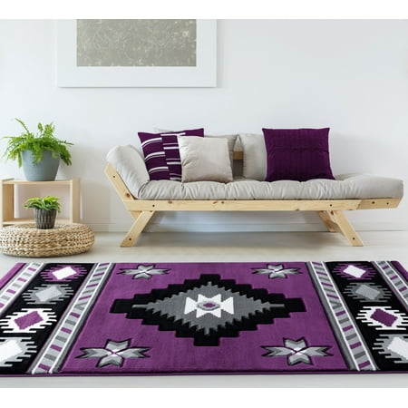 Plum Coloured Rugs United Weavers Drachma Volos Southwestern Plum Woven Olefin/Polypropylene Area Rug or Runner ()