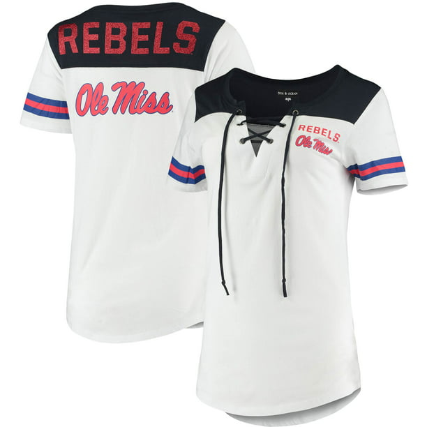Ole Miss Rebels 5th & Ocean by New Era Women's Lace-Up V-Neck T 