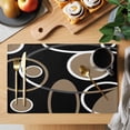 thumbnail image 2 of Black Brown Placemats Set of 12, White Circle Modern Minimalist Geometric Placemats for Dining Table, Place Mats for Kitchen Tabletop, Waterproof Wipeable Dining Table Mats Set, 2 of 9