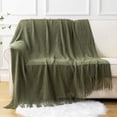 thumbnail image 2 of Battilo Army Green Throw Blanket for Couch,Green Boho Blanket,Spring Knit Throws for Bed,50"x60", 2 of 8