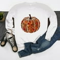 thumbnail image 3 of Craaazy Women's Fall Winter Halloween Christmas Thanksgiving Casual Pumpkin Season Print Gifts Long Sleeved Round Neck Sweatshirt Long Sleeve Vintage Top, 3 of 6