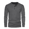 thumbnail image 2 of Inleife Mens Shirts Clearance under $10.00 Men's Solid Color Casual Sports Button Sweater Long Sleeve V-Neck Shirt Blouses, 2 of 2
