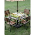 thumbnail image 3 of Outdoor Tablecloth with Umbrella Hole and Zipper, Sunflowers Square Table Cloth 60x60 Inch Waterproof Tablecloth, Spring Farmhouse Country Truck Leaf Wood Grain Picnic Table Cover for Patio Camping, 3 of 7