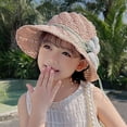 thumbnail image 5 of Girls Straw-Sun-Hat Summer-Beach Floppy-Hat - Kids Wide Brim Travel Sun Visor Hat for Girls 4 to 10 Years - Pink, 5 of 5