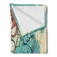 thumbnail image 2 of Vintage Mermaid Soft Flannel Fleece Throw Blanket, Grunge Retro Design Illustration of Girl with Fish Tail, Cozy Plush for Indoor and Outdoor Use, 50" x 60", Cadet Blue Multicolor, by Ambesonne, 2 of 5