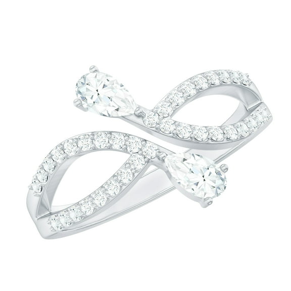 Rosec Jewels Lab Created Diamond Promise Infinity Ring - Minimalist Ring - EF-VS Quality, 925 Sterling Silver, US 4.00