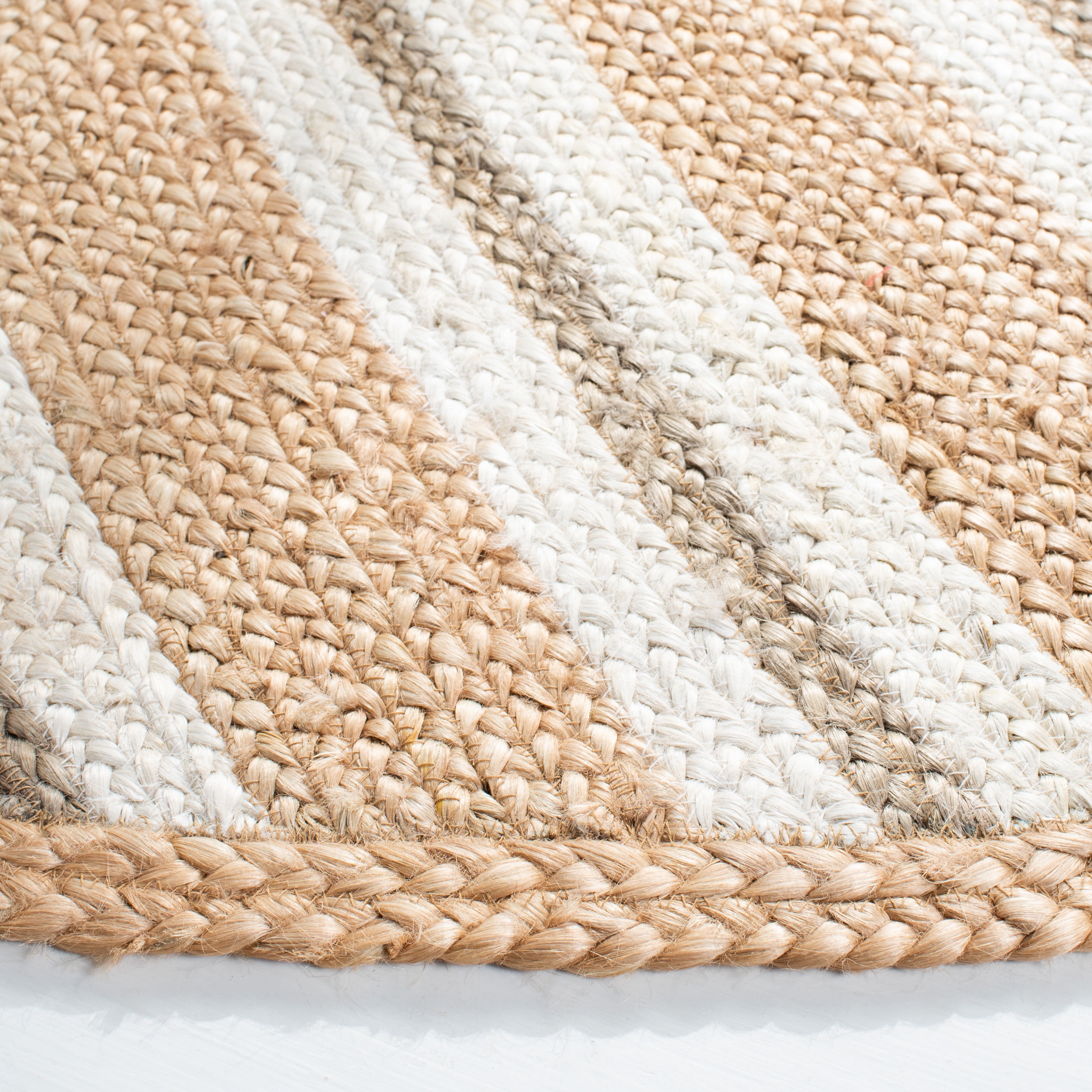 SAFAVIEH Natural Fiber Dudley Geometric Area Rug, Natural/Ivory, 6' x 6' Round