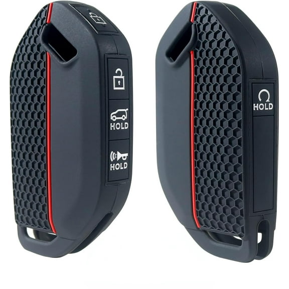 Key Fob Cover for Kia Telluride Accessories 2023 2024 2025 5 Buttons Key Fob Shell Portector Smart Remote Silicone Case (Black, 2 Pcs)