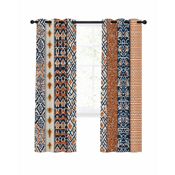 Boho Flower Stripe Blackout Curtains 84 Inches Long for Bedroom, Bohemian Ethnic Retro Patterns Thermal Insulated Room Darkening Black Out Window Curtain Panels Grommet Drapes for Living Room