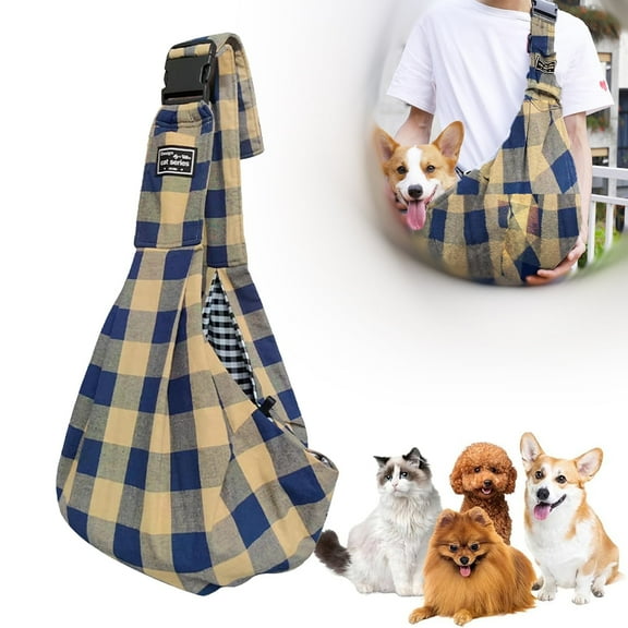 Pet Sling Carrier, Pet Carrier for Small and Medium Dog up to 15 Lbs, Wrap Carrier Sling Adjustable Strap Zip Pocket, Hands Free Pets Pack for Outdoor Travel Subway - KHAKI