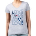 thumbnail image 4 of Women's G-III 4Her by Carl Banks Heather Gray Toronto Blue Jays Super-Slim Fit Lightweight Love Graphic Team V-Neck, 4 of 5