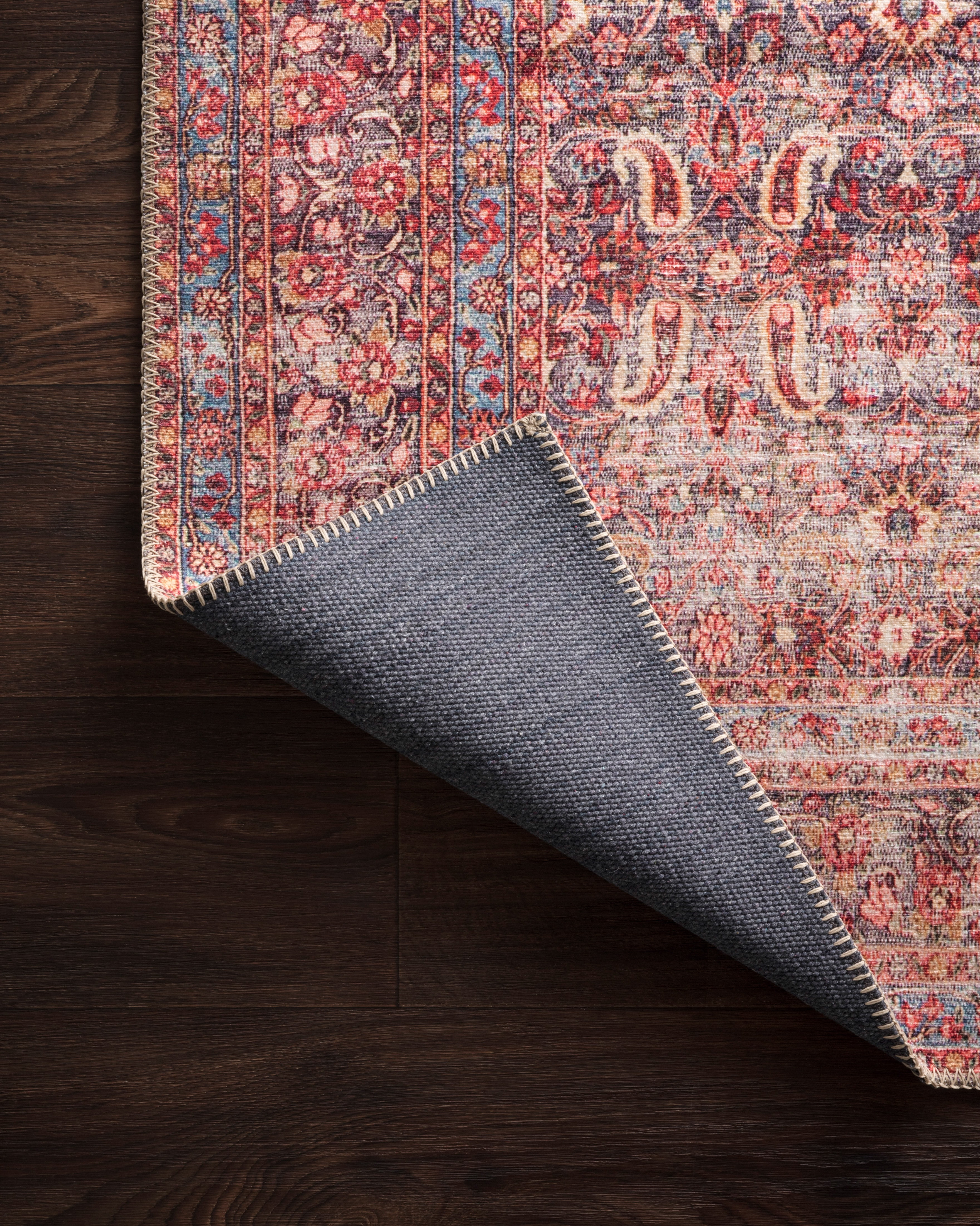 Loloi Loren Collection LQ-05 Eggplant / Crimson Oriental Area Rug 7'-6" x 9'-6"