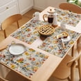 thumbnail image 5 of Placemat Set of 6 Hand Drawn Flower Floral Placemats for Dining Table Retro Postmark Washable Table Mats for Kitchen and Party Decor Indoor & Outdoor Use, 5 of 8