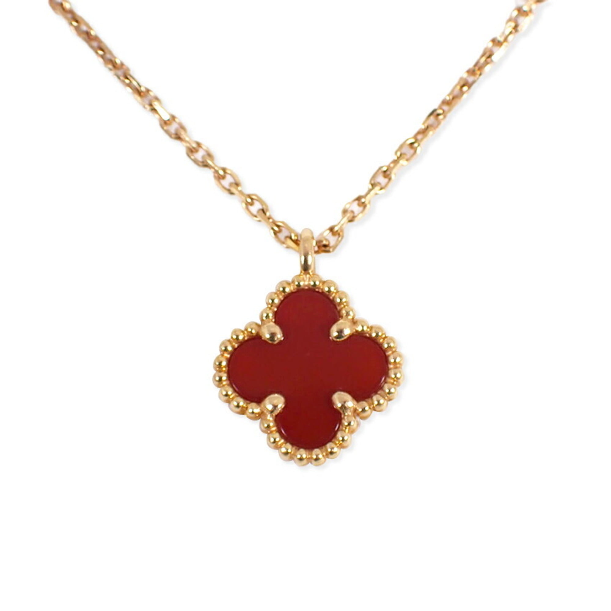 Pre-Owned Van Cleef & Arpels 750 RG Sweet Alhambra Carnelian Necklace (Good)