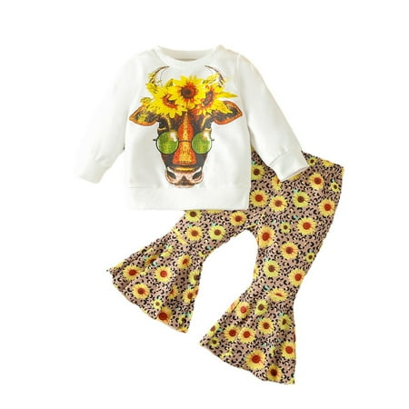 

Toddler Girls Winter Long Sleeve Letter Calf Flower Prints Tops Pants 2PCS Outfits Clothes Set Fall Clothes Little Girl Babies New Born Girls Clothes New Born Set for Girls Girl Outfits Clothes Set