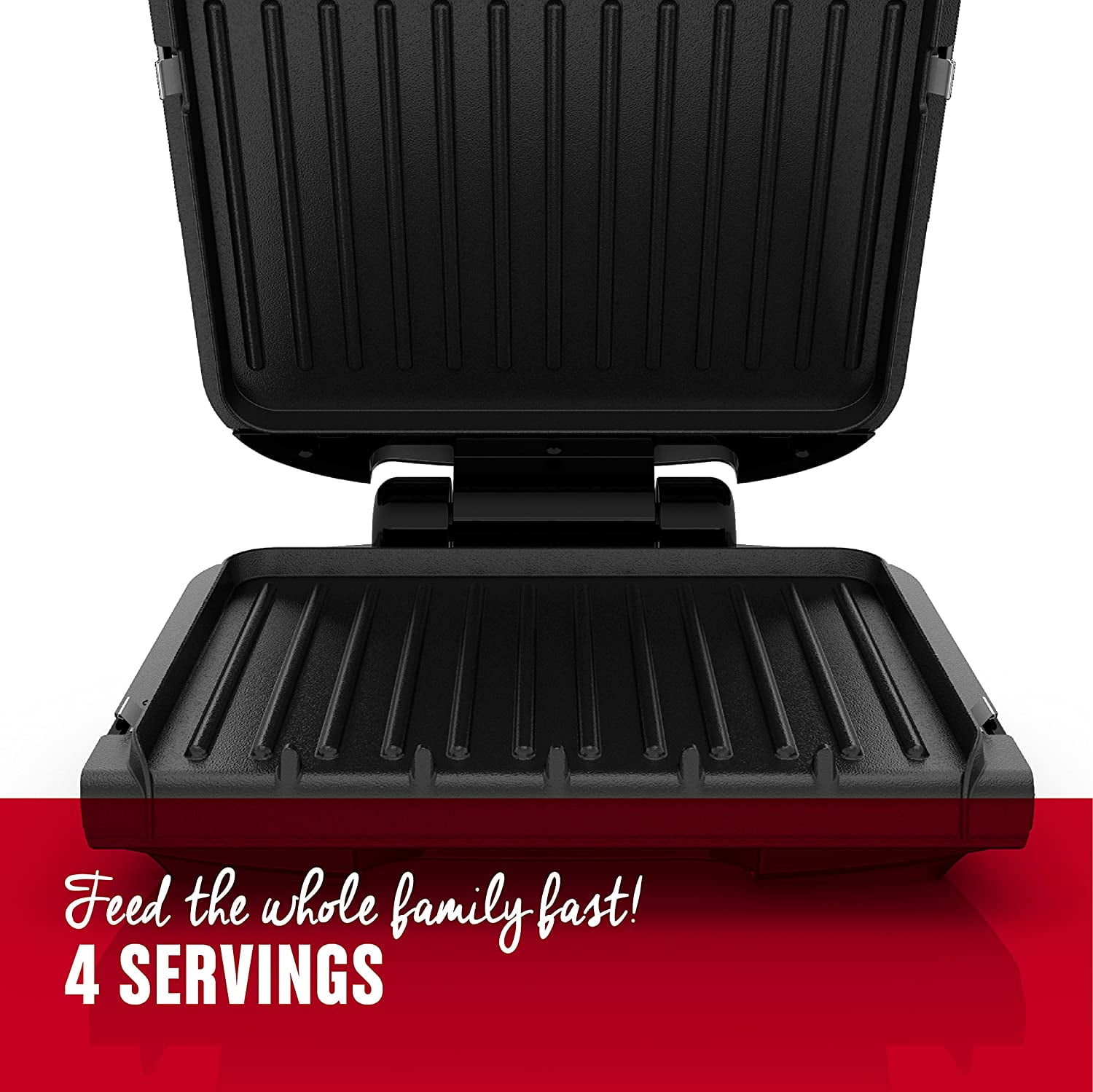 George Foreman 4-Serving Removable Plate Grill and Panini Press Black GRP1060B 