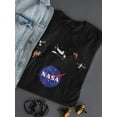 thumbnail image 3 of NASA Nasa Logo Floating Objects Shaped T-Shirt Women -NASA Designs, Female Medium, 3 of 4