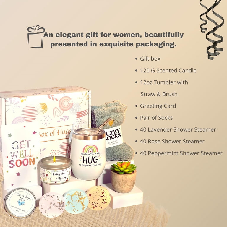 Get Well Soon Care Package Gift Basket For Women - Surgery Recovery, Cancer Support, Self Care Box With Blanket & More