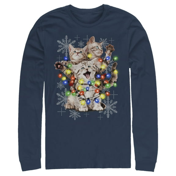 Men's Lost Gods Kitten Lights Long Sleeve Shirt Navy Blue Small