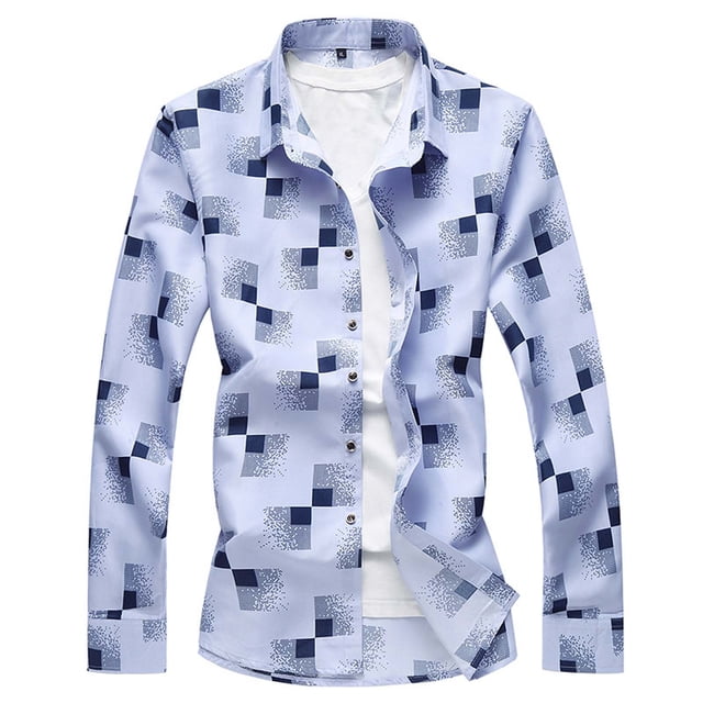 Blusa y camisa formal de manga larga con cuello vuelto para hombre, camisa con estampado a color, blusa de manga larga con cuello vuelto, blusa para hombre