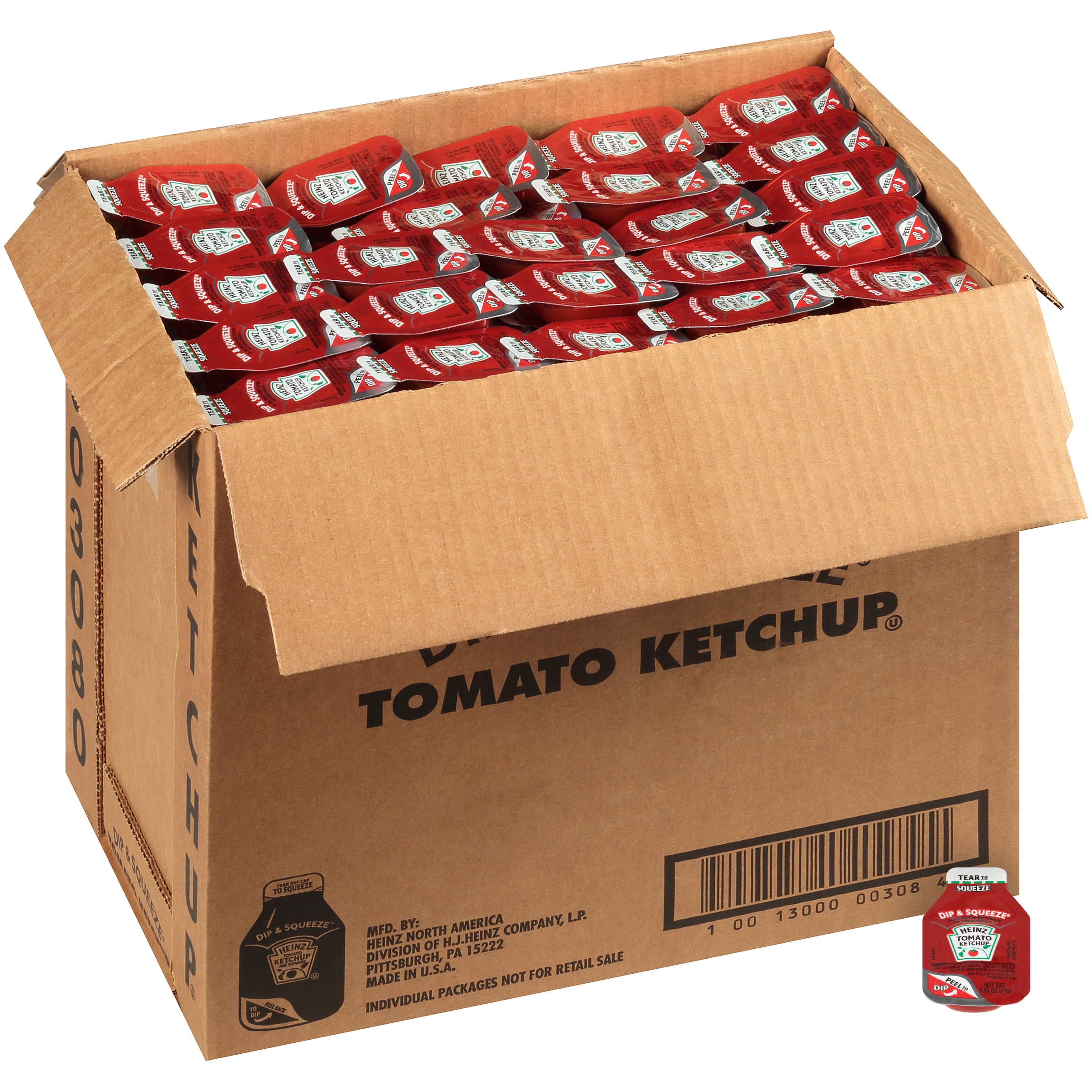 HEINZ Single Serve Ketchup DIP & SQUEEZE Packet, 27 gr. Container (Pack