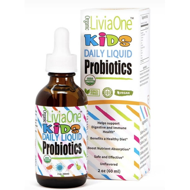 LiviaOne KiDS Daily Liquid Probiotics Organic Unflavored Liquid Probiotic for Children