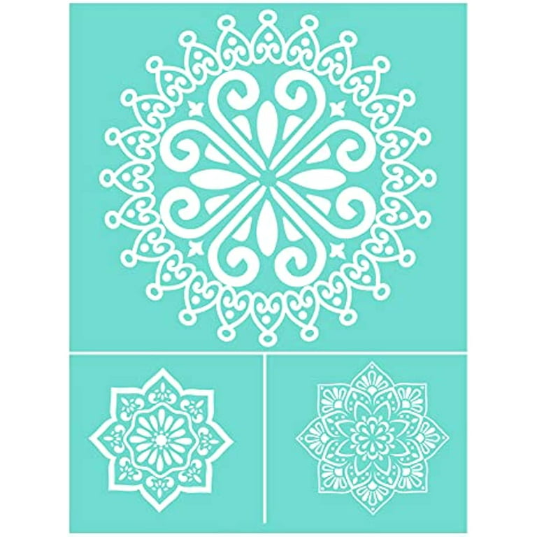 NOBRAND Self-Adhesive Silk Screen Printing Stencil Reusable Pattern Stencils Flower & Plant for Painting on Wood Fabric T-Shirt Wall and Home