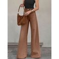 thumbnail image 2 of Womens Coffee Brown High-Waisted Wide-Leg Denim Jeans, Casual Flare Pants, 2 of 30