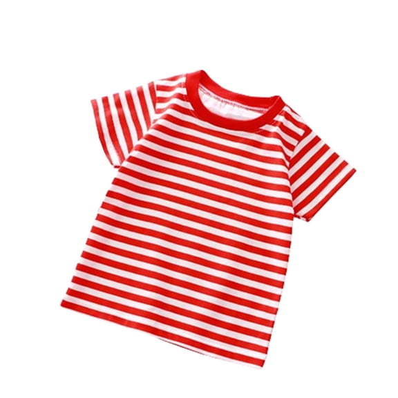 YLSDY Toddler Boys Girls Summer Casual Comfort Short Sleeve T-Shirt Unisex Spring Classic Stripes Pullover Tops Tees Red 4 Years