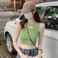 thumbnail image 5 of Slim Fitted Tank Top,Women Hollow Out Short Short Tank Top Pure Color Tank Top Power Packed Performance, 5 of 5