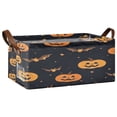 thumbnail image 2 of Adorable Pumpkin Lantern Shelf Baskets Set of 2 Foldable Metal Frame Open Storage Bins 16.9x11.4x7.7in Large Capacity, 2 of 8