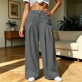 thumbnail image 6 of Women's Solid Cotton Winter Casual Pants, High Waist Elastic Waist Zipper Button Double Pocket Long Trousers, Soft All Season Daily Bottoms for Outdoor Seaside | TruHer,Dark Gray S, 6 of 8