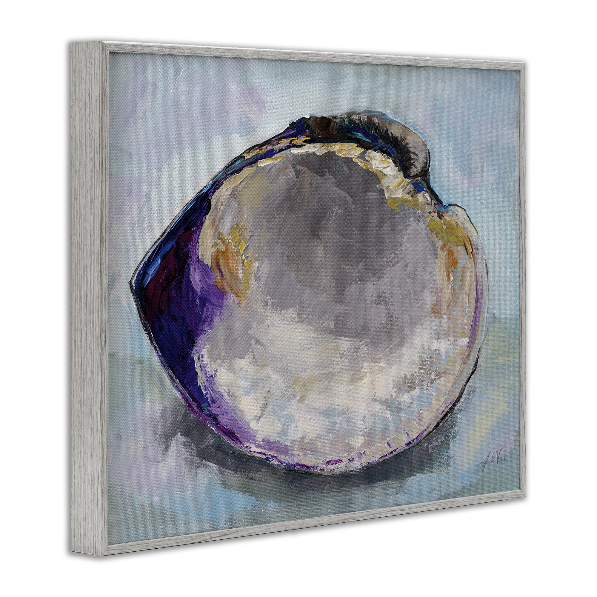 Stupell Industries Baby Clam Shell Animals & Insects Painting Gray Framed Art Print Wall Art, 30 x 24