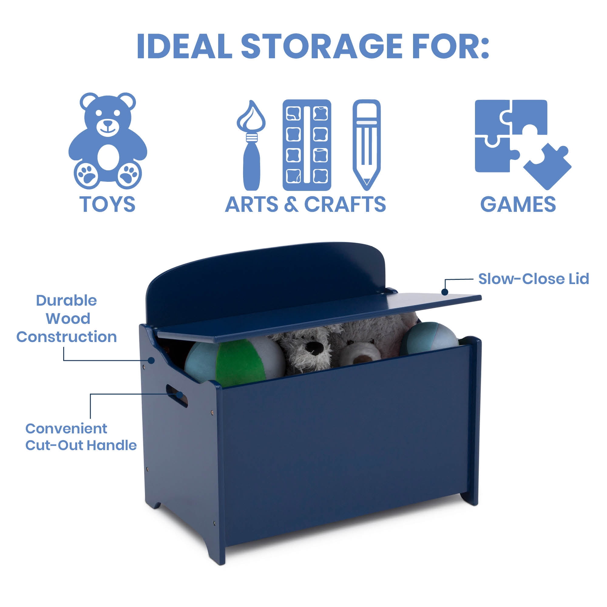 Delta Children MySize Deluxe Toy Box, Blue
