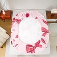 thumbnail image 5 of Homewish Kawaii Pink Bowknot Queen Sheet Sets, Cartoon Cherry Leaf Plant Flat Sheet, Teens Kids Boys Girls Queen Fitted Sheet, Breathable Home Decor, 4 Pieces, 5 of 7