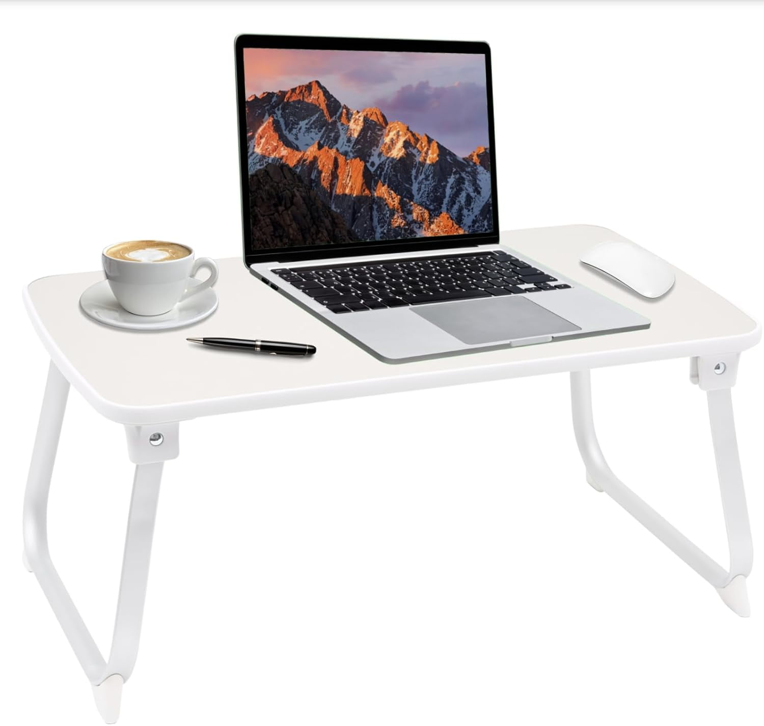 SDES-Leather Foldable Laptop Table Desk for Bed, Floor, Couch, Sofa - Portable Workstation, Adjustable, Stand - for Home, Office, Reading, Relaxing, Writing, and Dining - Medium Grey