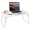 thumbnail image 1 of SDES-Leather Foldable Laptop Table Desk for Bed, Floor, Couch, Sofa - Portable Workstation, Adjustable, Stand - for Home, Office, Reading, Relaxing, Writing, and Dining - Medium Grey, 1 of 4