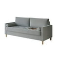 thumbnail image 2 of HMD Astoria Linen Square Arm 3-Seater Sofa with 2 Throw Pillow, Gray, 2 of 5