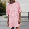 thumbnail image 4 of Women's Neck Dress for Women V Neck Shirt Dress Sparkly Half Sleeve Loose Party Club Cocktail Dress, 4 of 9