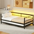 thumbnail image 2 of Newest Twin Size Metal Daybed with LED , Adjustable Trundle, Pop Up Trundle, Black, 2 of 9