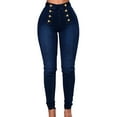 thumbnail image 6 of Clearance! Womens Jeans High Waisted Womens Jeans Trendy High Waist Casual Trousers Trendy Double Breasted Multi Button Slim Fit Elastic High Waist Skinny Jeans Womens Jeans Trendy Fall 2024, 6 of 6