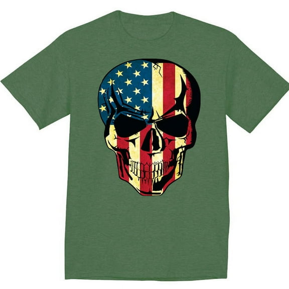 Mens Graphic Tees American US Flag Skull T-shirt
