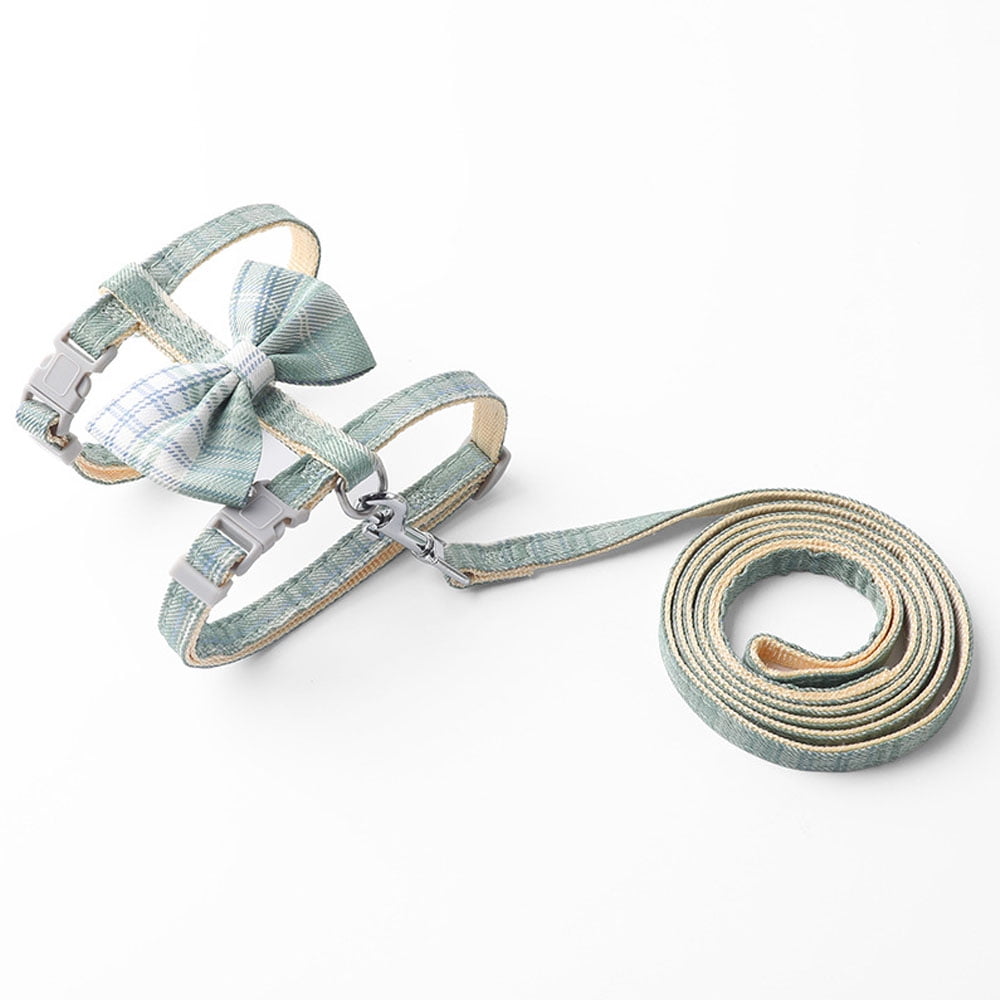 Big bow plaid cat chain with traction rope; cat escape-proof rope ...