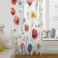 thumbnail image 6 of Pink Colorful Poppy Sheer Curtains 45 Inches Long, Spring Pastoral Flowers Leaves Light Filering Curtains, Breathable Simi Curtain Privacy Drapes for Kitchen Bathroom Small Window Treatment, 6 of 9