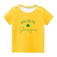 thumbnail image 2 of piuwrlz Short Tops Sleeve Shirts for Girls Printed Round Neck Tops Shirt Undershirts Yellow Size 11 Years, 2 of 4